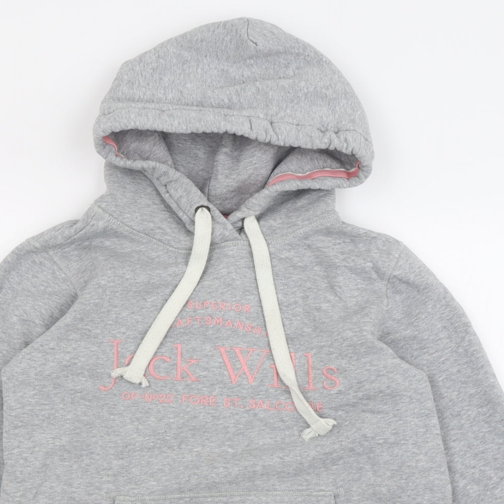 Jack Wills Womens Grey  Cotton Pullover Hoodie Size 8  Pullover