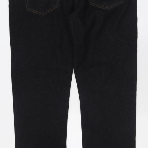 George Mens Black  Cotton Straight Jeans Size 38 L34 in Regular Button