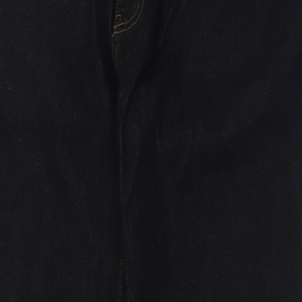 George Mens Black  Cotton Straight Jeans Size 38 L34 in Regular Button