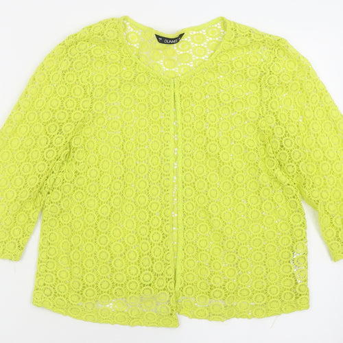 Dunnes Stores Womens Green Crew Neck Floral Cotton Cardigan Jumper Size L