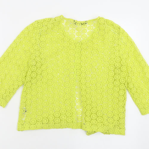 Dunnes Stores Womens Green Crew Neck Floral Cotton Cardigan Jumper Size L