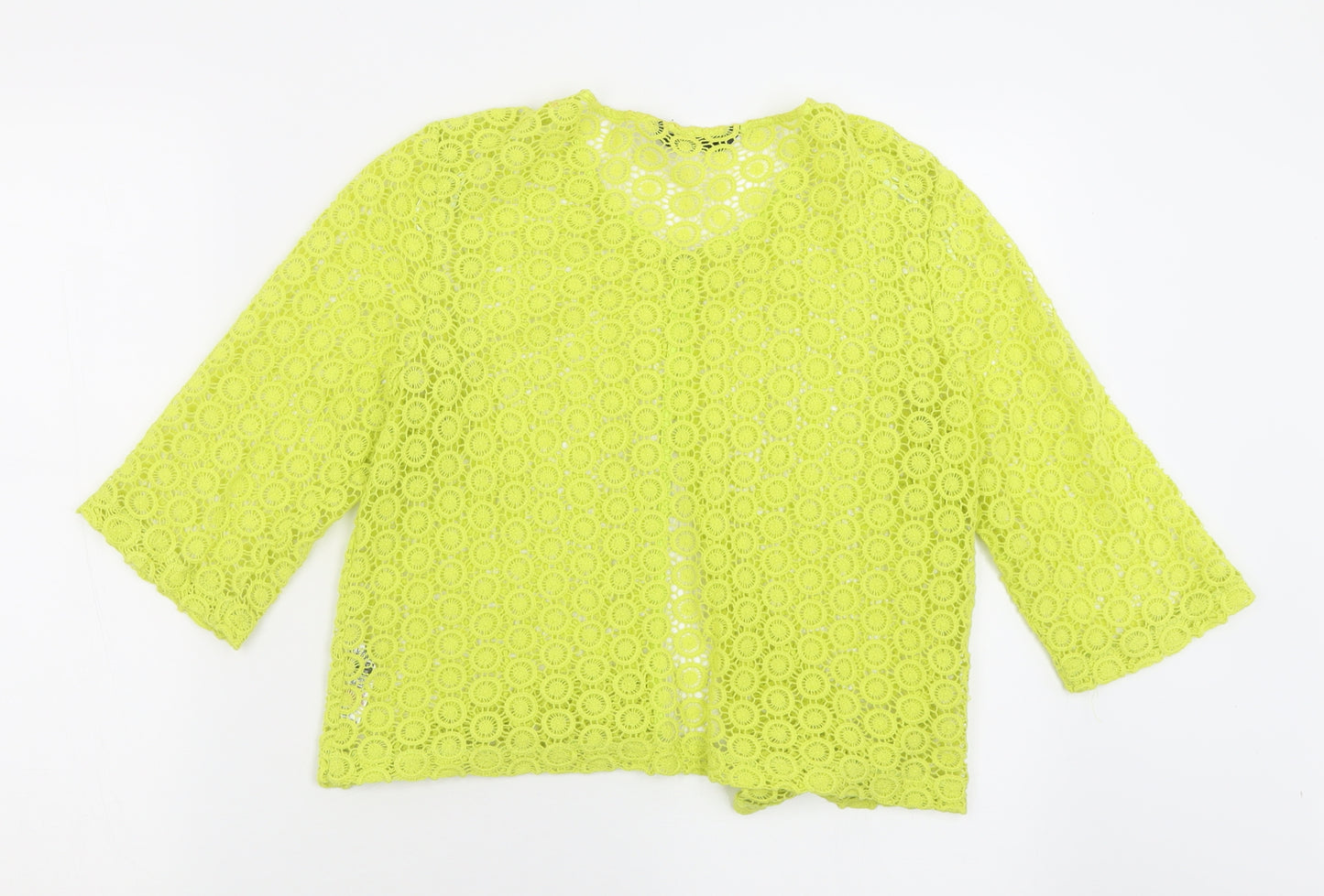 Dunnes Stores Womens Green Crew Neck Floral Cotton Cardigan Jumper Size L