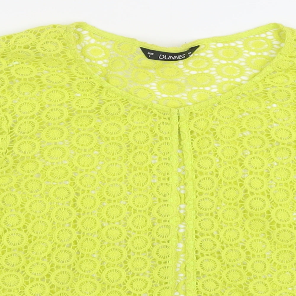 Dunnes Stores Womens Green Crew Neck Floral Cotton Cardigan Jumper Size L