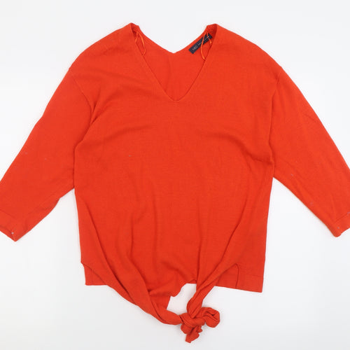 Marks and Spencer Womens Orange V-Neck  Viscose Pullover Jumper Size 12