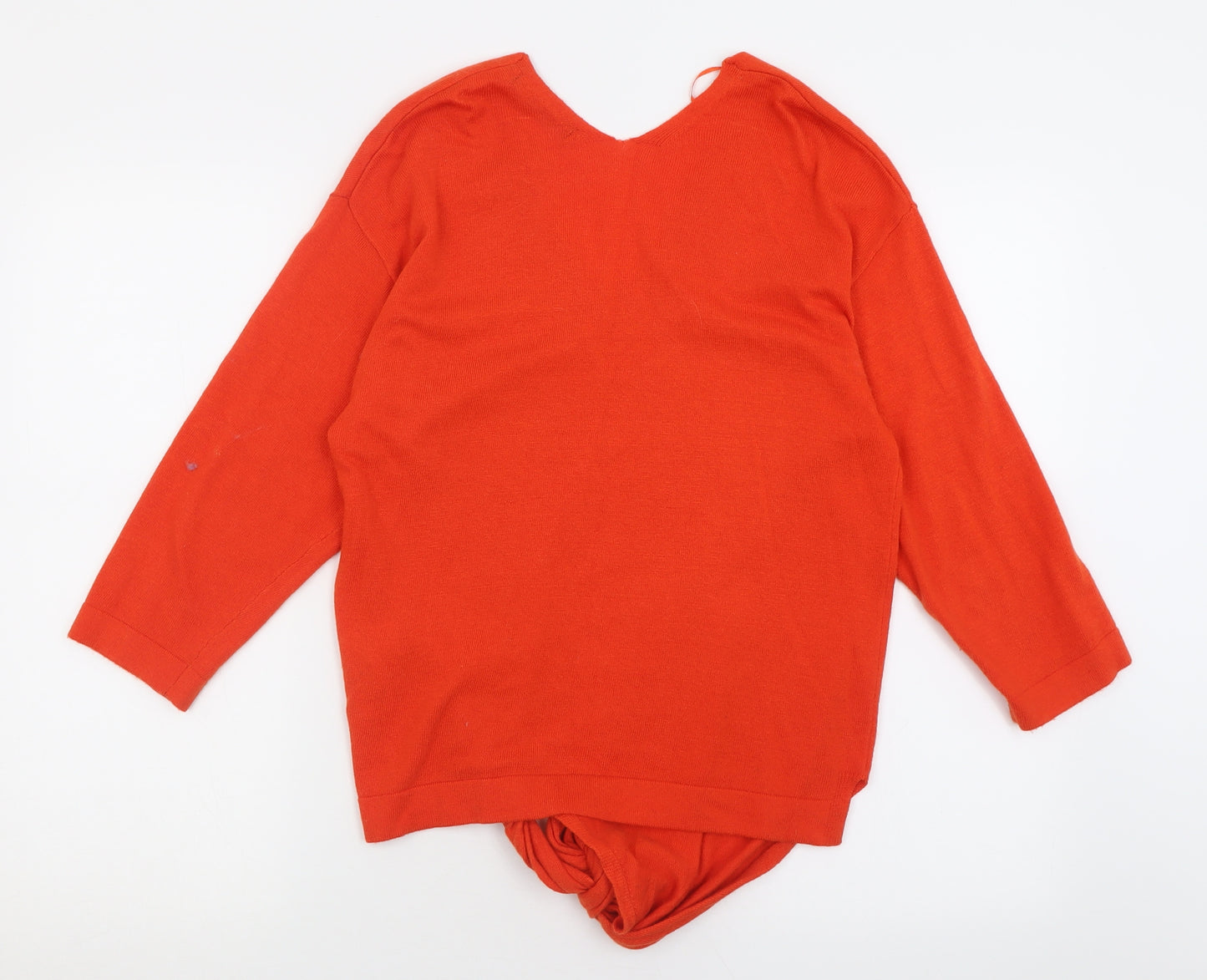 Marks and Spencer Womens Orange V-Neck  Viscose Pullover Jumper Size 12