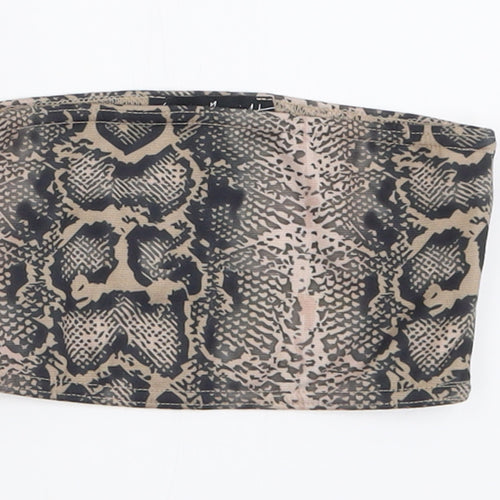 Topshop Womens Brown Animal Print Polyester Cropped Tank Size 4 Off the Shoulder - Bandeau