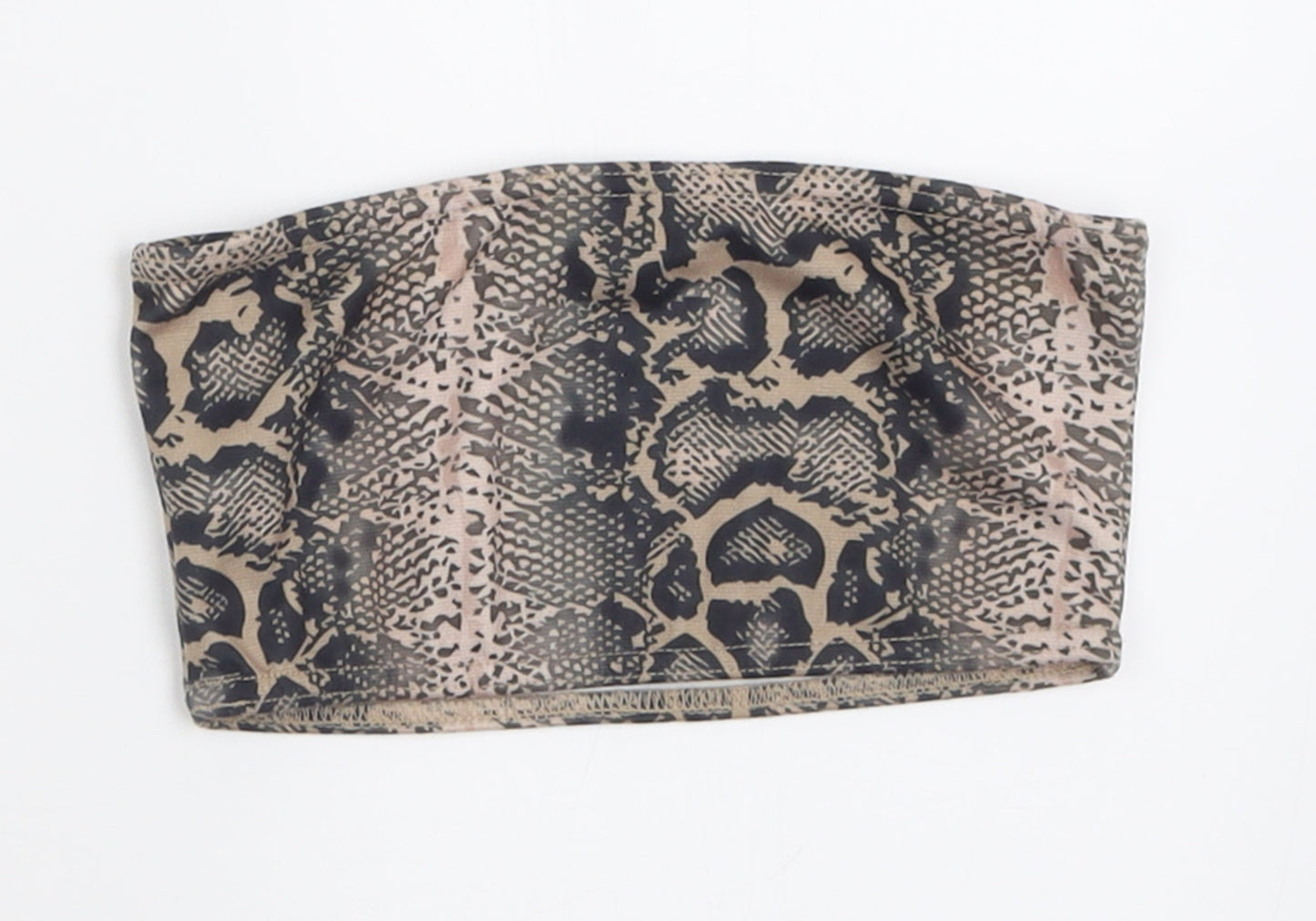 Topshop Womens Brown Animal Print Polyester Cropped Tank Size 4 Off the Shoulder - Bandeau