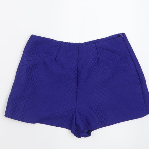 Miss Selfridge Womens Blue  Polyester Boyfriend Shorts Size 8  Regular Zip