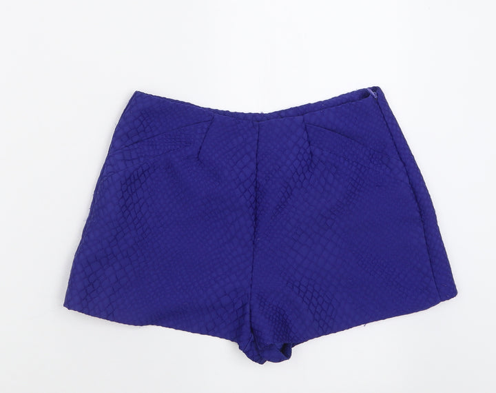 Miss Selfridge Womens Blue Polyester Boyfriend Shorts Size 8 Regular Zip