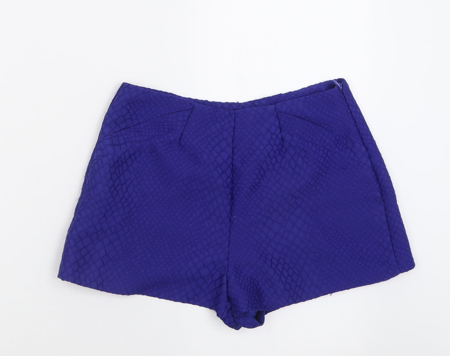 Miss Selfridge Womens Blue  Polyester Boyfriend Shorts Size 8  Regular Zip