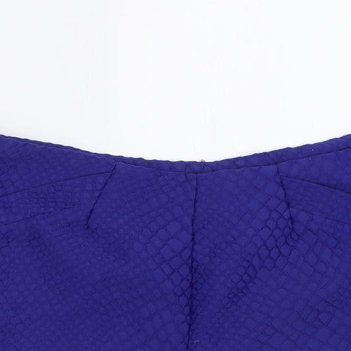 Miss Selfridge Womens Blue  Polyester Boyfriend Shorts Size 8  Regular Zip
