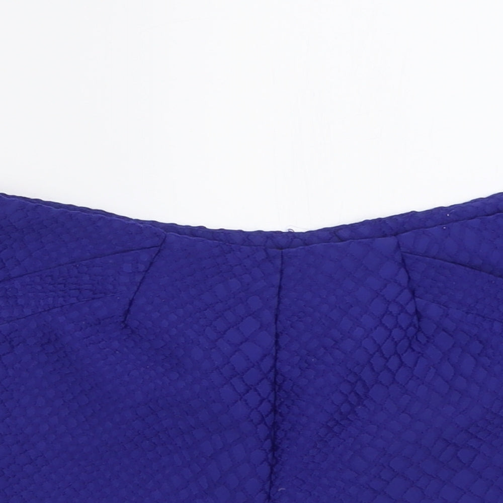 Miss Selfridge Womens Blue  Polyester Boyfriend Shorts Size 8  Regular Zip