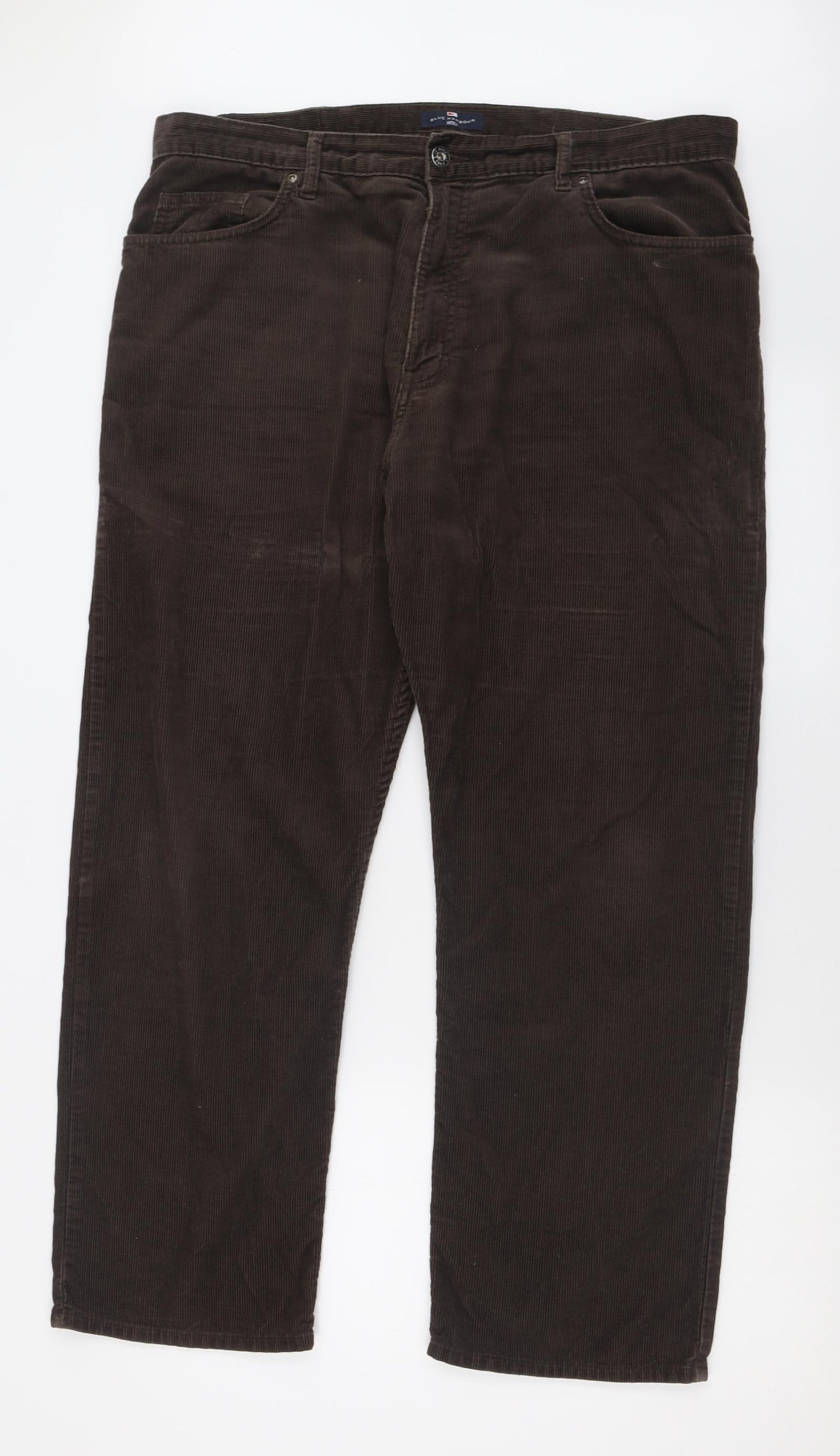 Blue Harbour Mens Brown  Cotton Trousers  Size 38 L29 in Regular Button