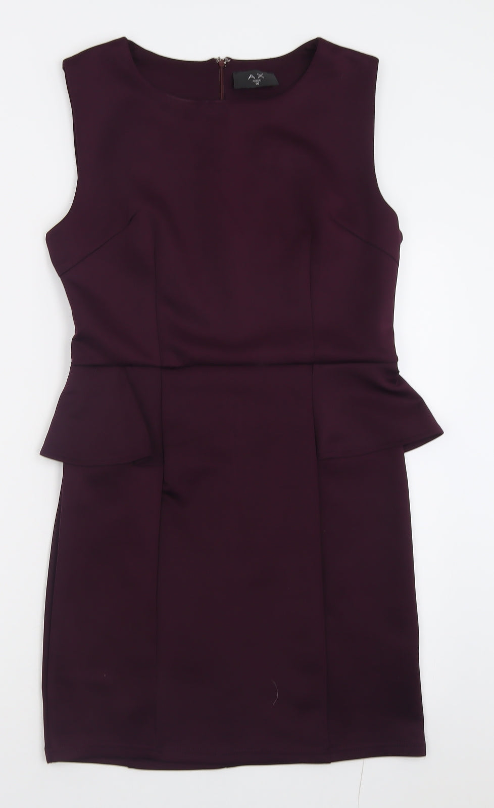 AX Paris Womens Purple  Polyester A-Line  Size 14  Crew Neck Zip
