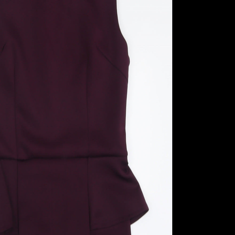 AX Paris Womens Purple  Polyester A-Line  Size 14  Crew Neck Zip