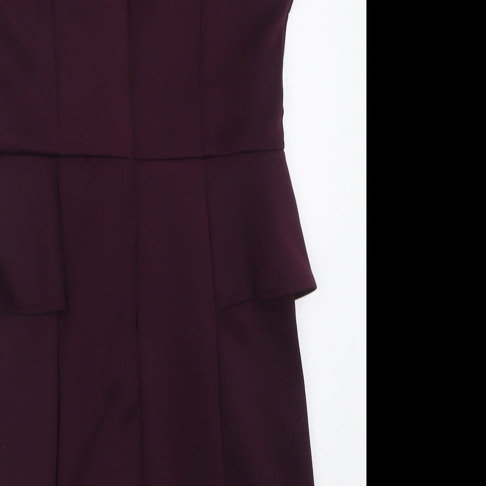 AX Paris Womens Purple  Polyester A-Line  Size 14  Crew Neck Zip