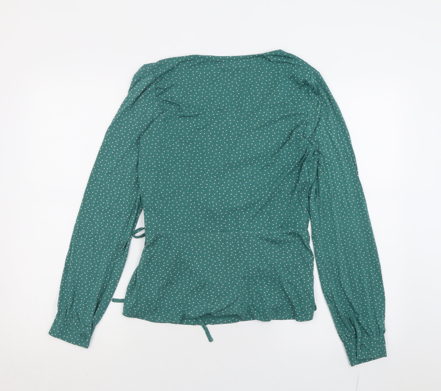 NEXT Womens Green Polka Dot Polyester Wrap Blouse Size 10 V-Neck