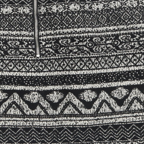 George Womens Black Geometric Polyacrylate Fibre A-Line Skirt Size 8   Zip