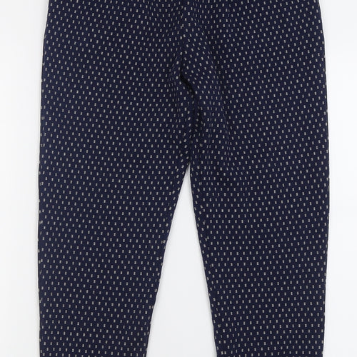 F&F Womens Blue Geometric Polyester Trousers  Size 8 L26 in Regular