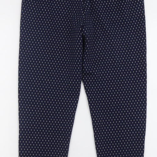 F&F Womens Blue Geometric Polyester Trousers  Size 8 L26 in Regular