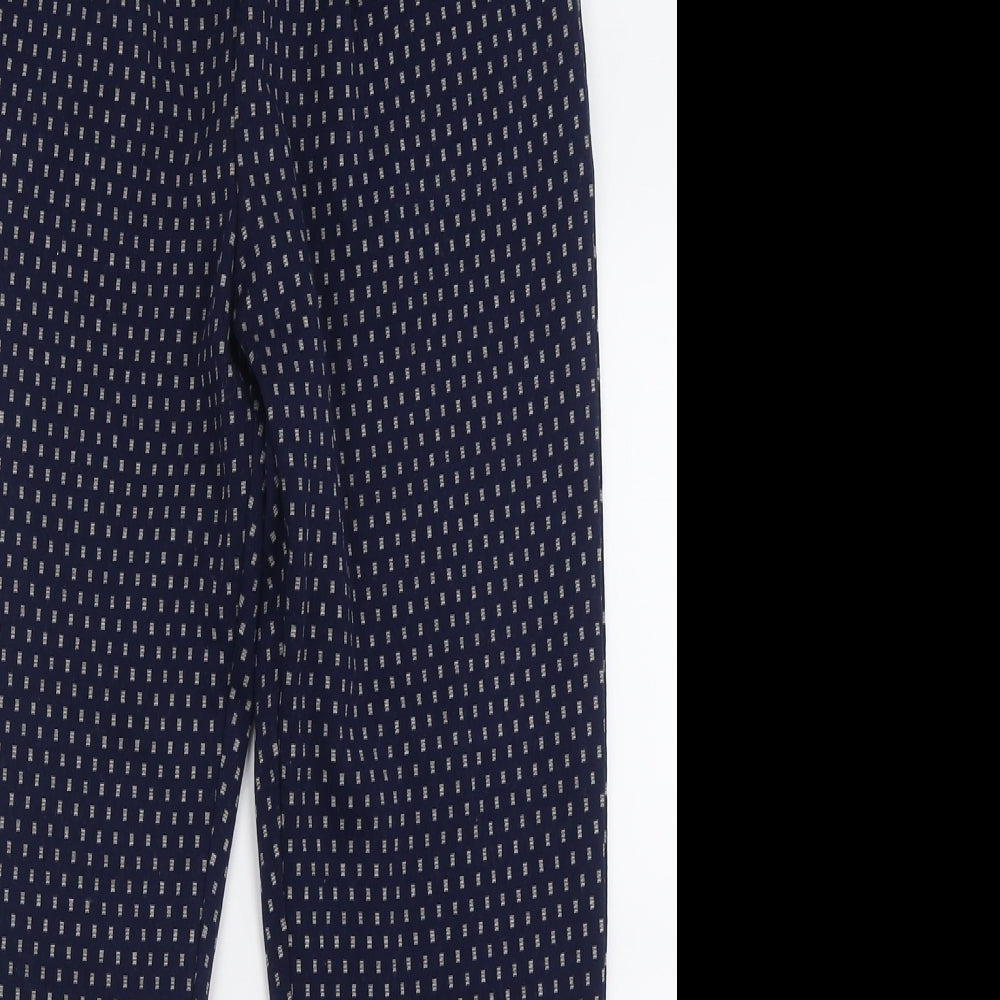F&F Womens Blue Geometric Polyester Trousers  Size 8 L26 in Regular
