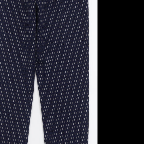 F&F Womens Blue Geometric Polyester Trousers  Size 8 L26 in Regular