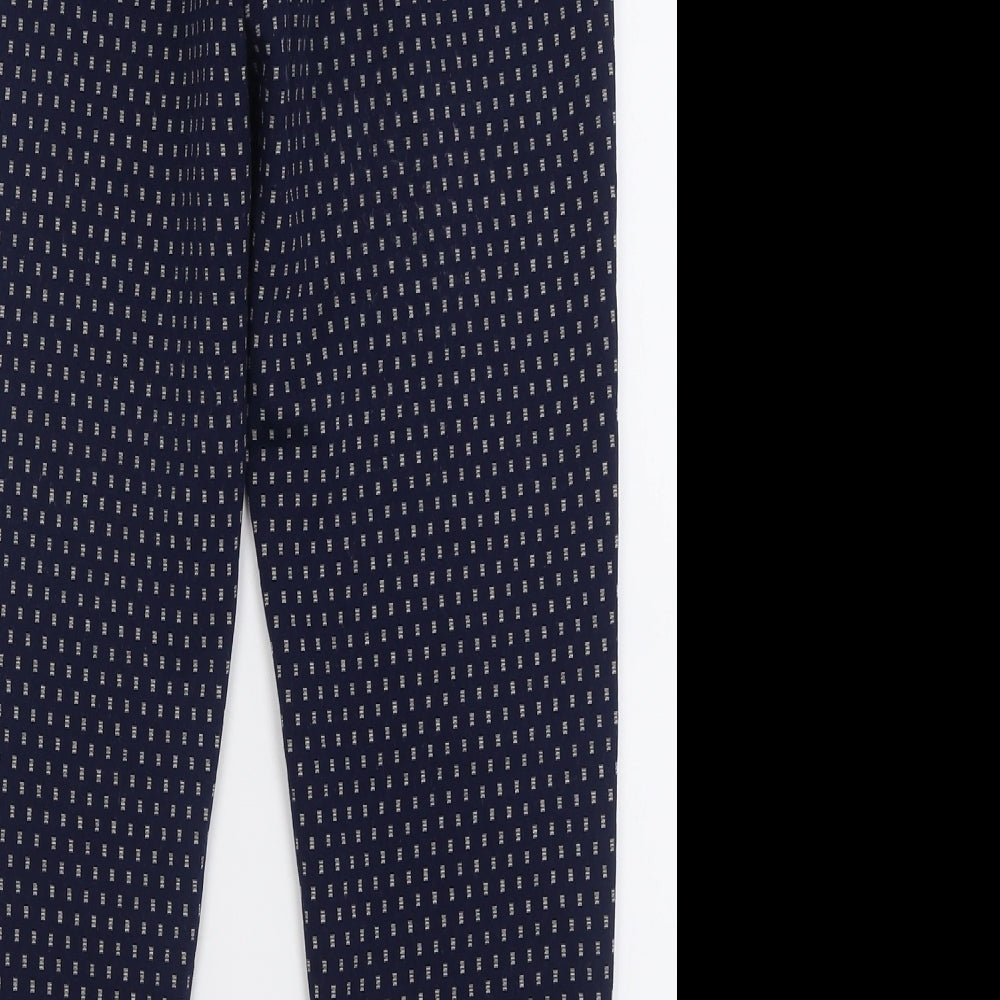 F&F Womens Blue Geometric Polyester Trousers  Size 8 L26 in Regular