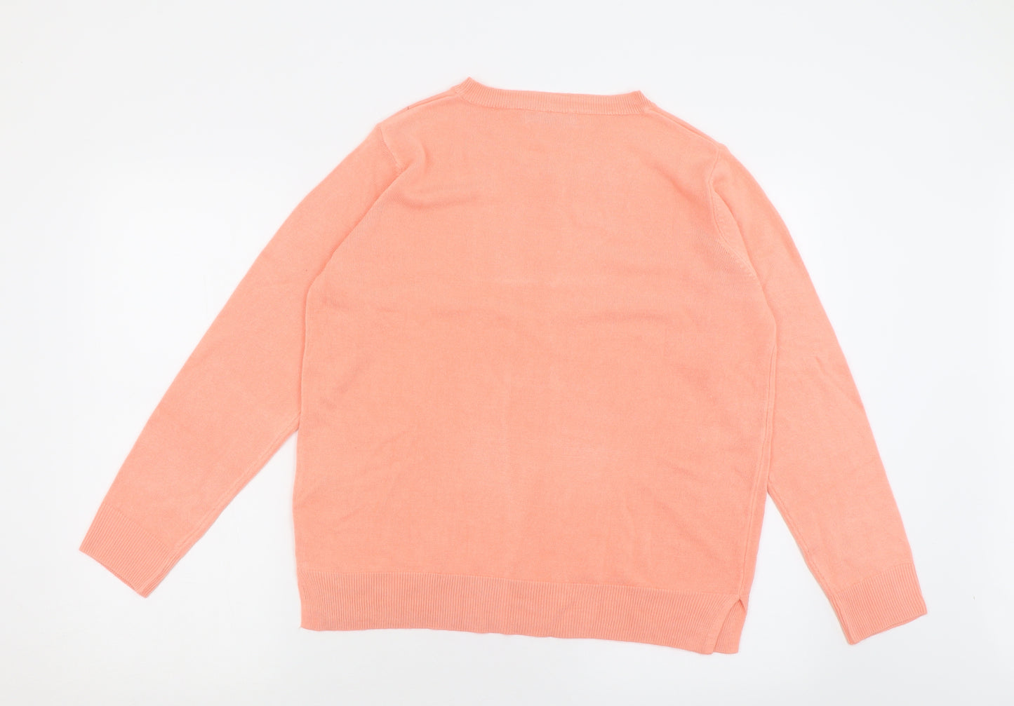 Marks and Spencer Womens Orange Crew Neck  Acrylic Pullover Jumper Size 16