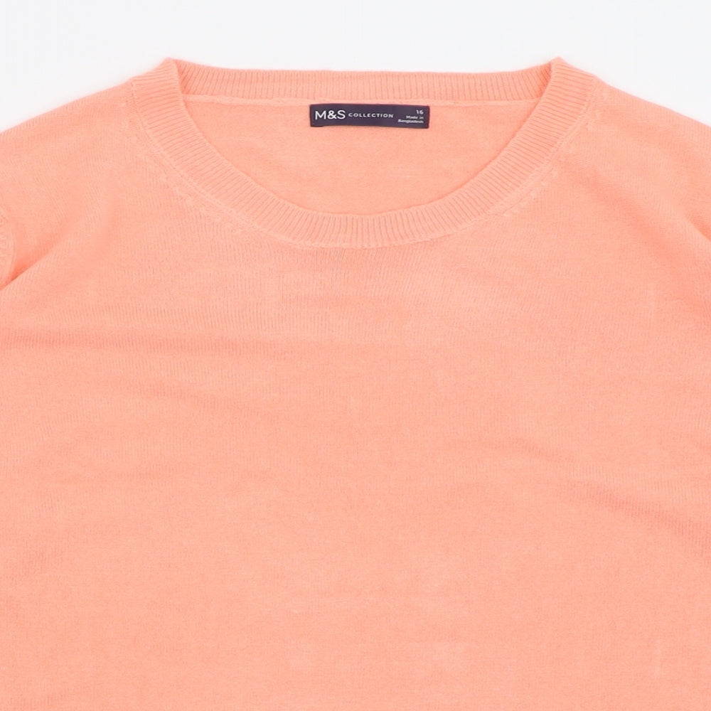 Marks and Spencer Womens Orange Crew Neck  Acrylic Pullover Jumper Size 16