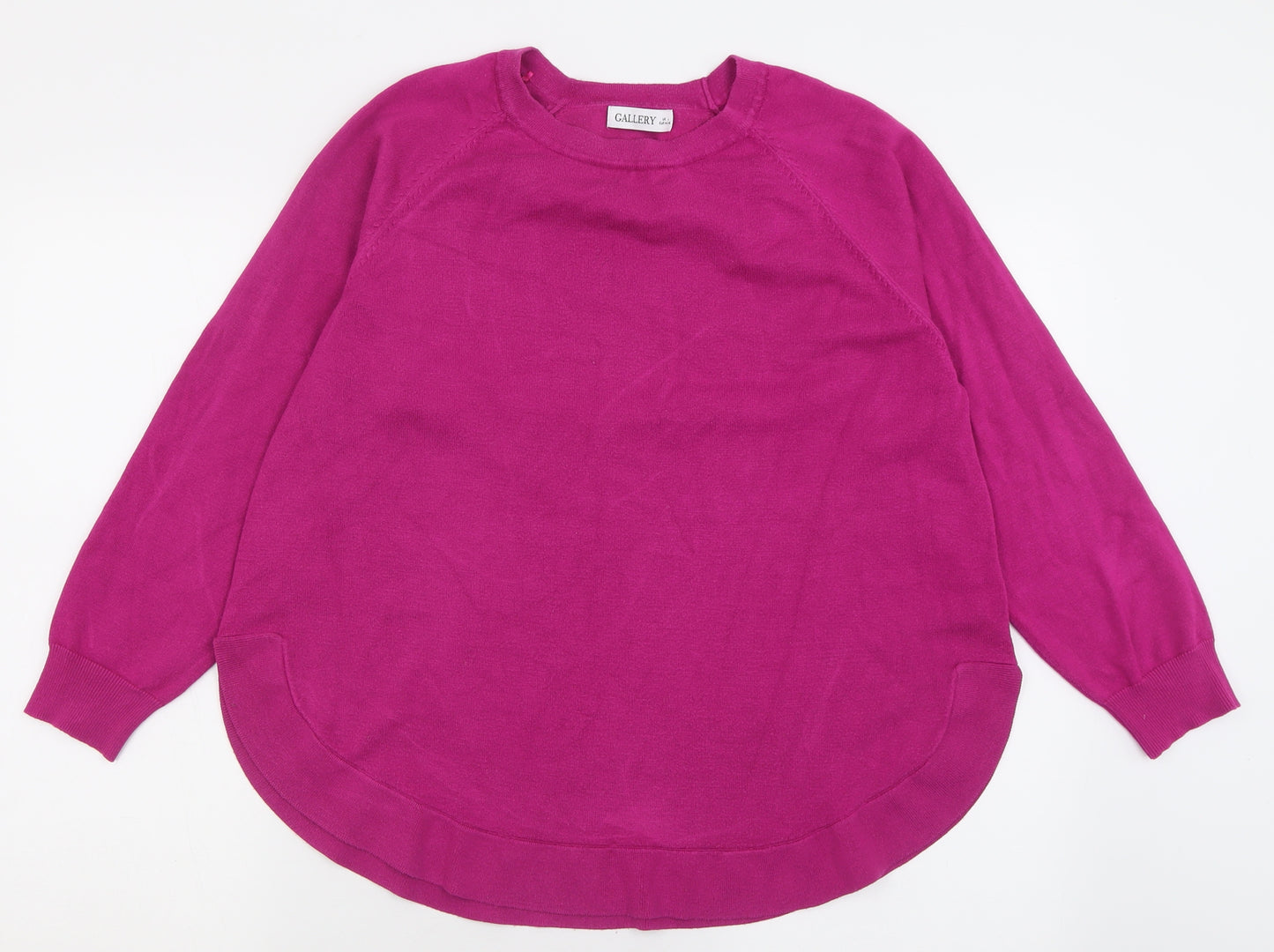 Gallery Womens Purple Crew Neck  Viscose Pullover Jumper Size L