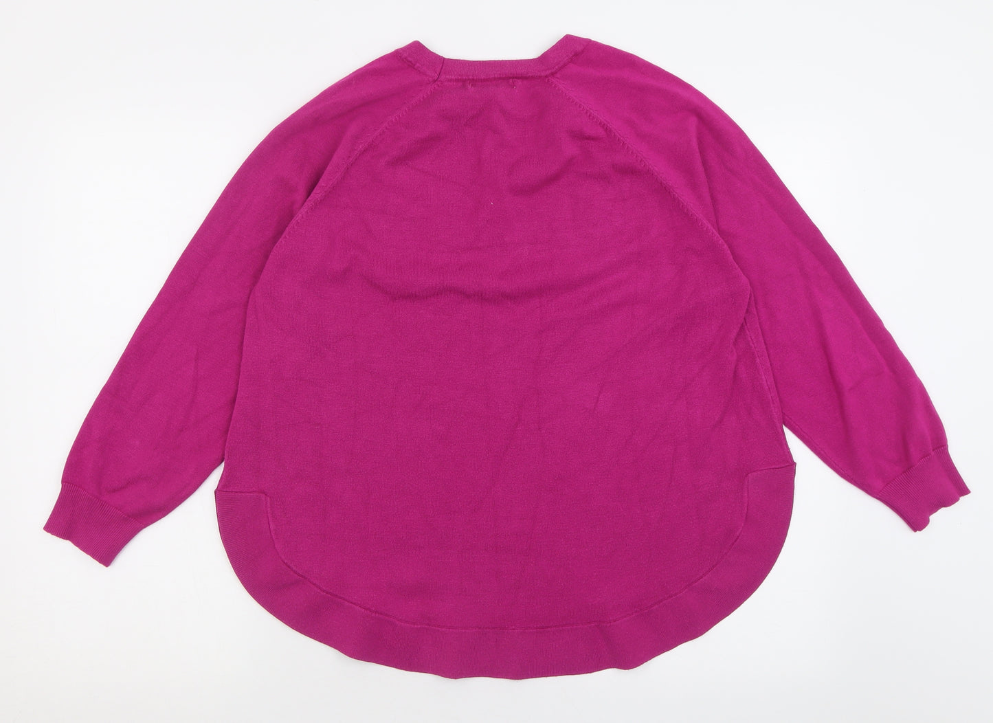 Gallery Womens Purple Crew Neck  Viscose Pullover Jumper Size L