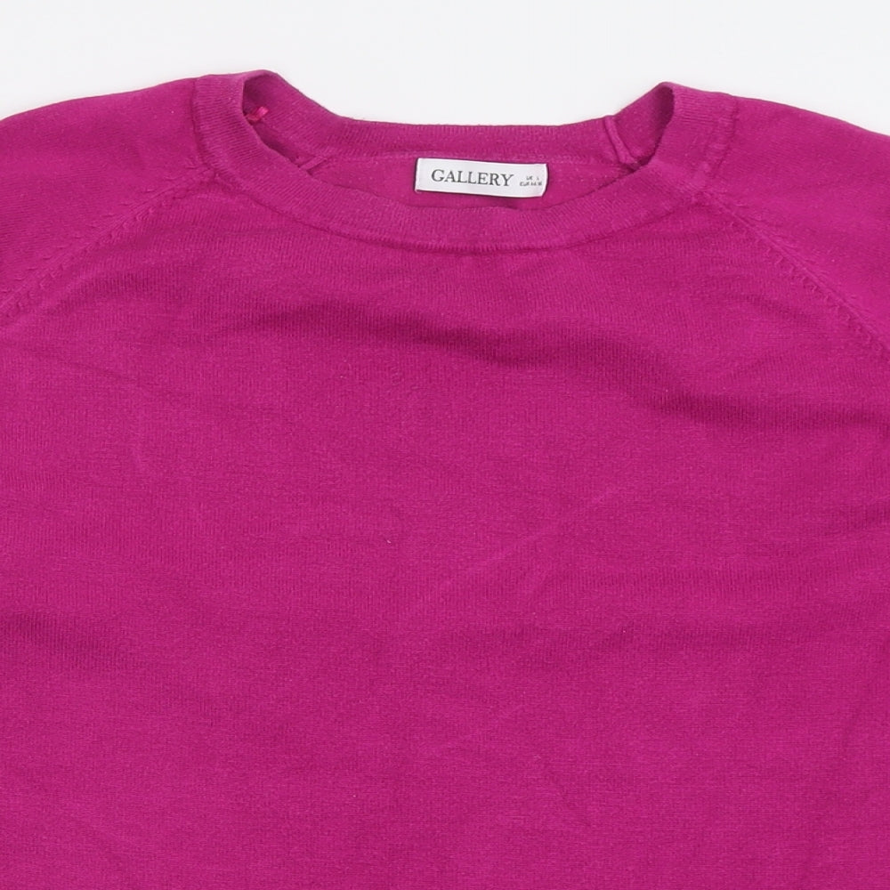 Gallery Womens Purple Crew Neck  Viscose Pullover Jumper Size L