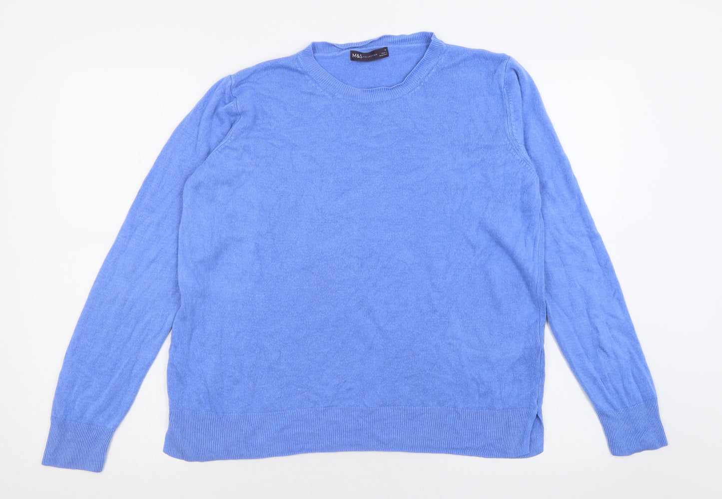 Marks and Spencer Womens Blue Crew Neck  Acrylic Pullover Jumper Size 18