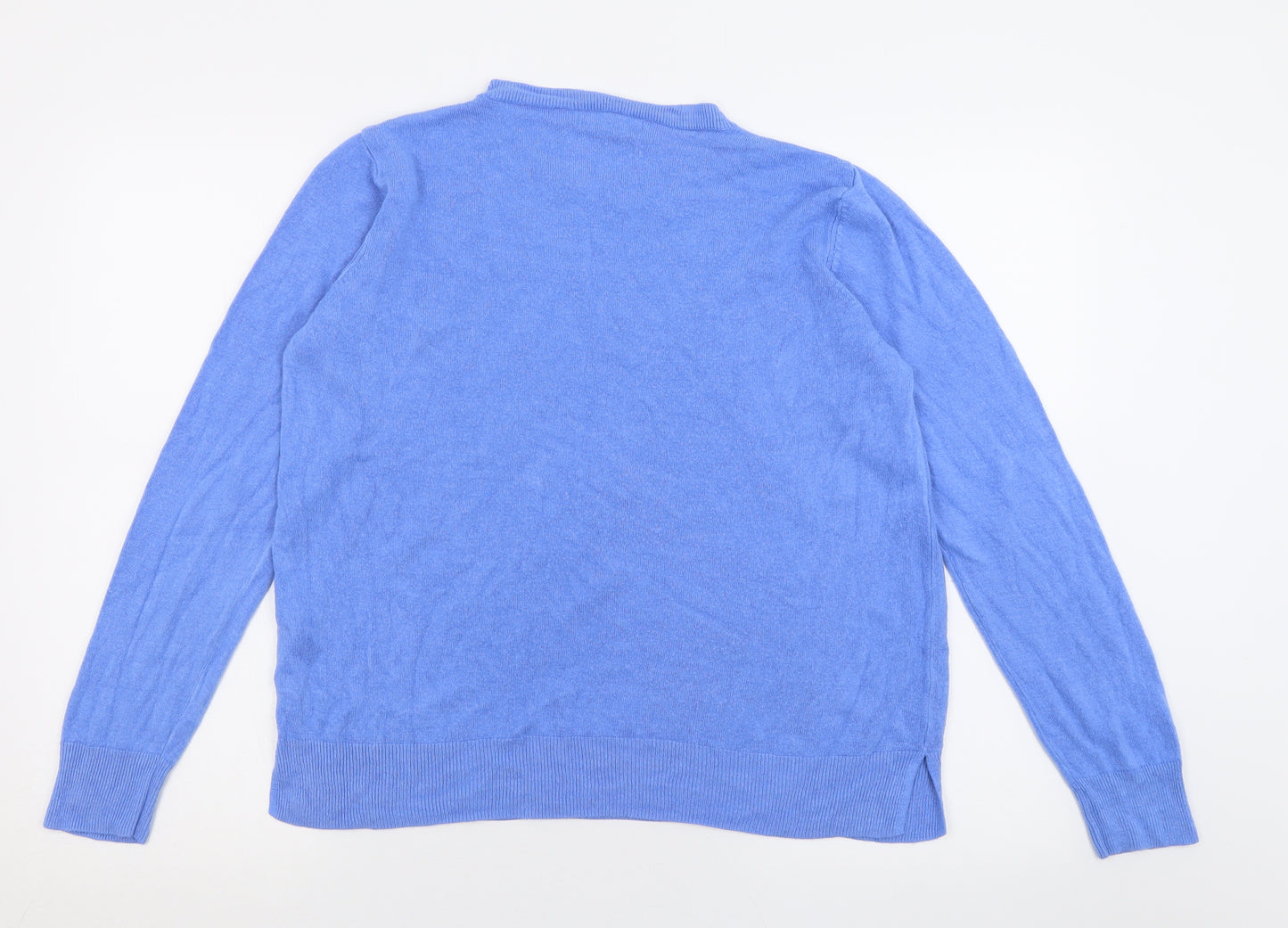 Marks and Spencer Womens Blue Crew Neck  Acrylic Pullover Jumper Size 18