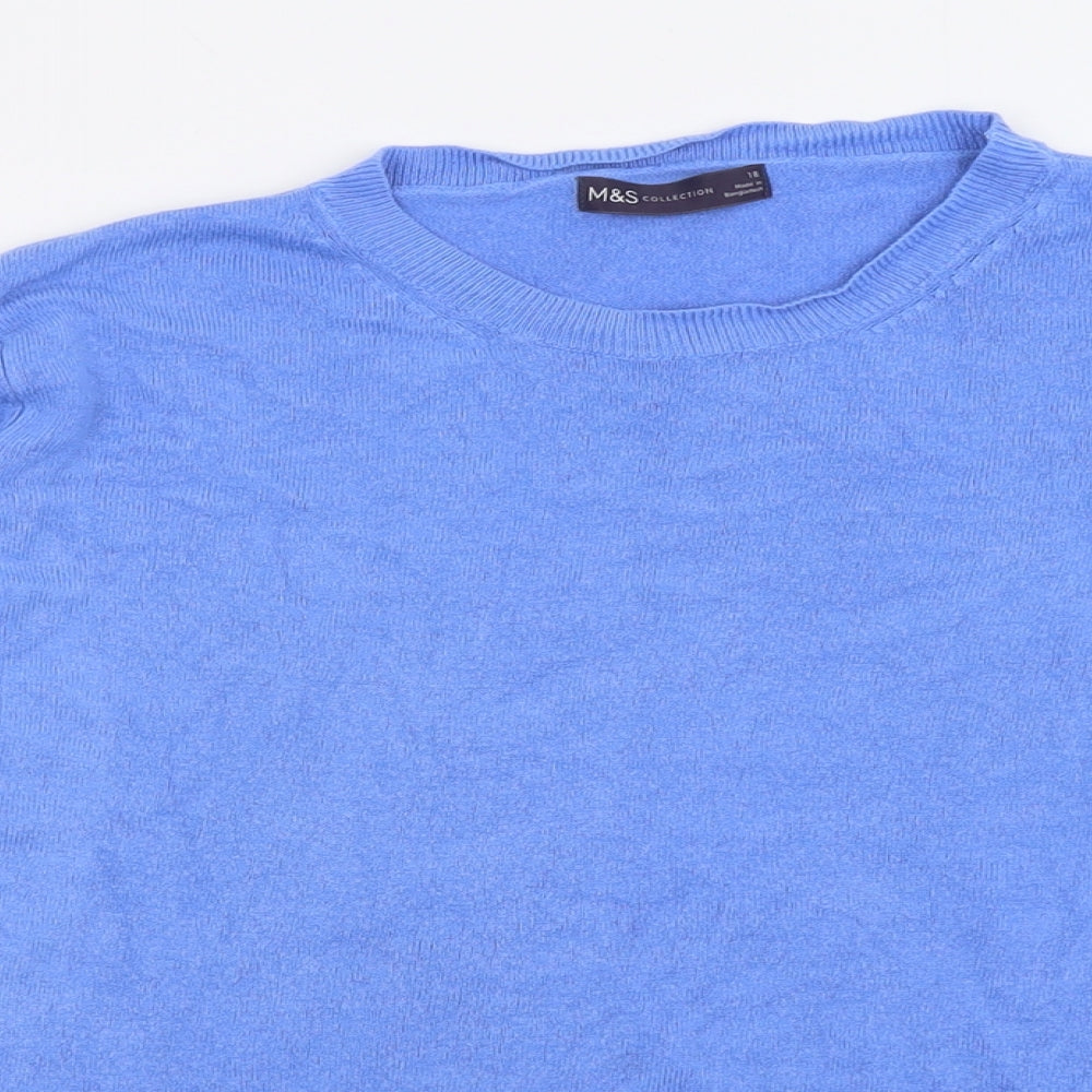 Marks and Spencer Womens Blue Crew Neck  Acrylic Pullover Jumper Size 18
