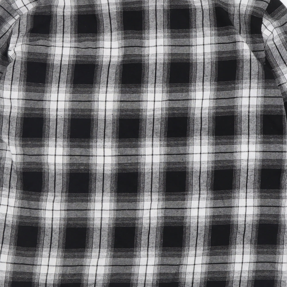 PRETTYLITTLETHING Womens Grey Check Cotton Shirt Dress  Size S  Collared Button