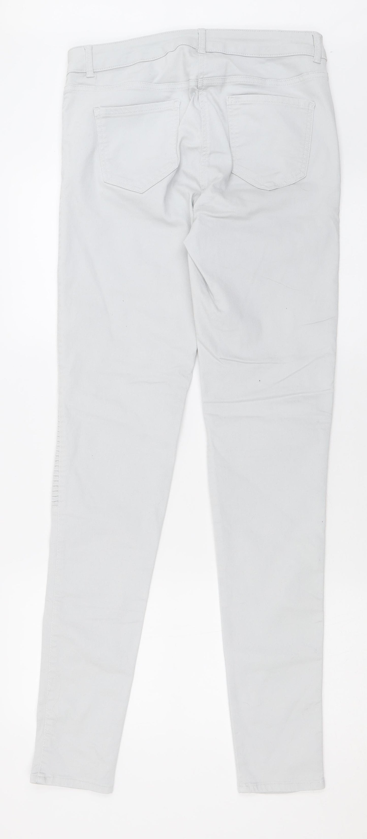 NEXT Womens Grey  Cotton Skinny Jeans Size 10 L34 in Regular Button