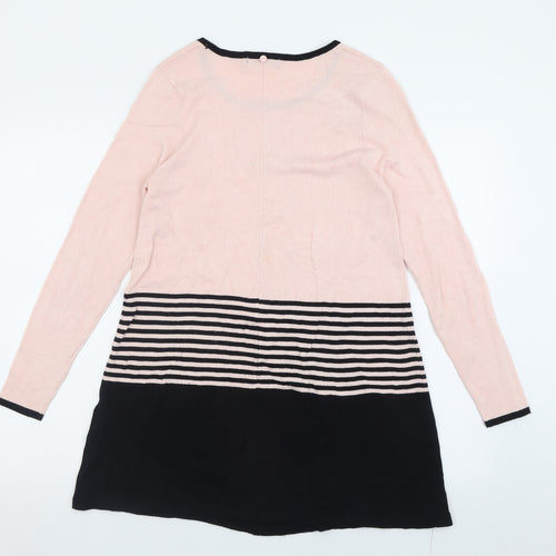 bonmarch Womens Pink Striped Viscose Jumper Dress  Size S  Crew Neck Pullover