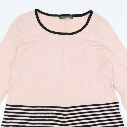 bonmarch Womens Pink Striped Viscose Jumper Dress  Size S  Crew Neck Pullover