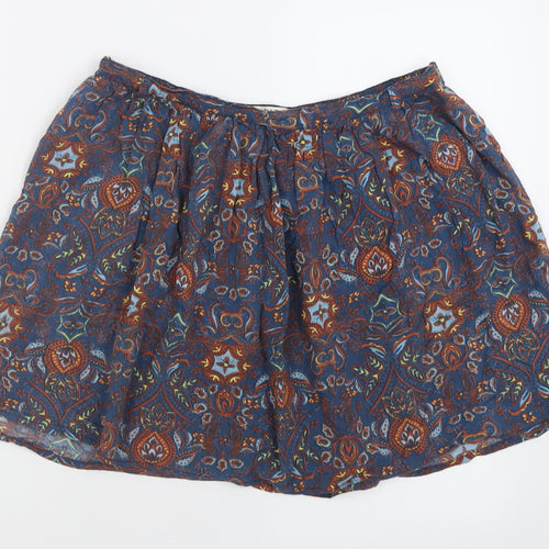 Indigo Womens Blue Geometric Viscose A-Line Skirt Size 12