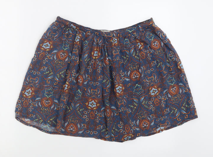 Indigo Womens Blue Geometric Viscose A-Line Skirt Size 12