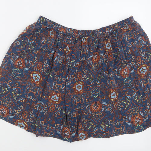 Indigo Womens Blue Geometric Viscose A-Line Skirt Size 12