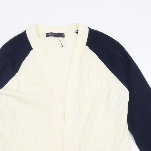Marks and Spencer Womens Ivory V-Neck  Acrylic Cardigan Jumper Size XS