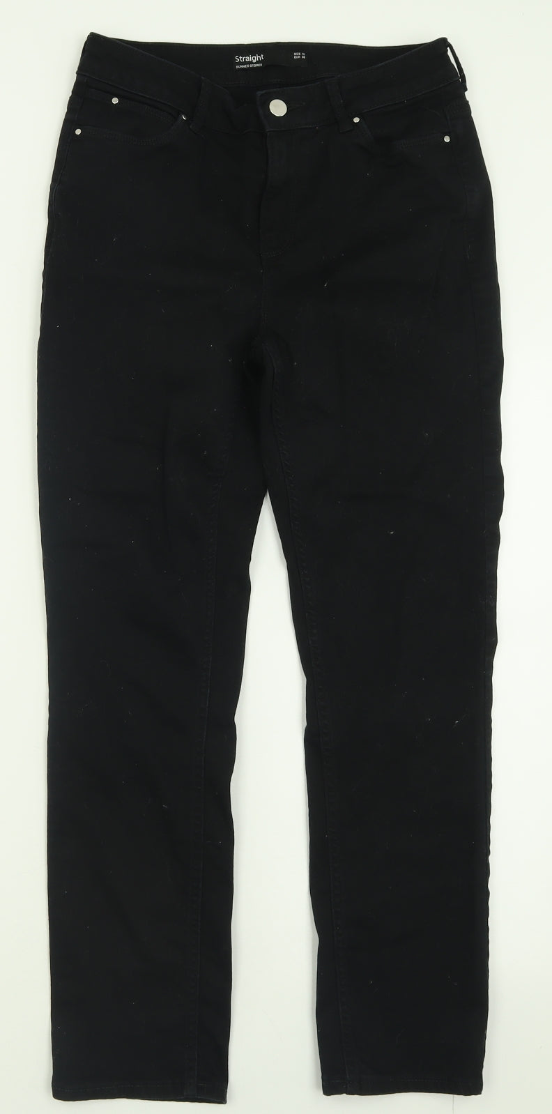 Dunnes Stores Womens Black  Cotton Straight Jeans Size 10 L27 in Regular Button