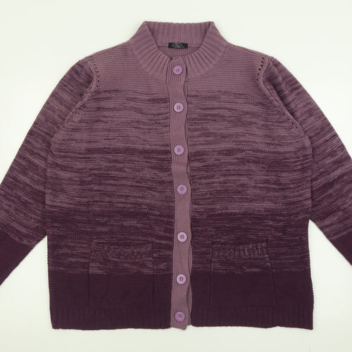BM Womens Purple High Neck  Acrylic Cardigan Jumper Size XL