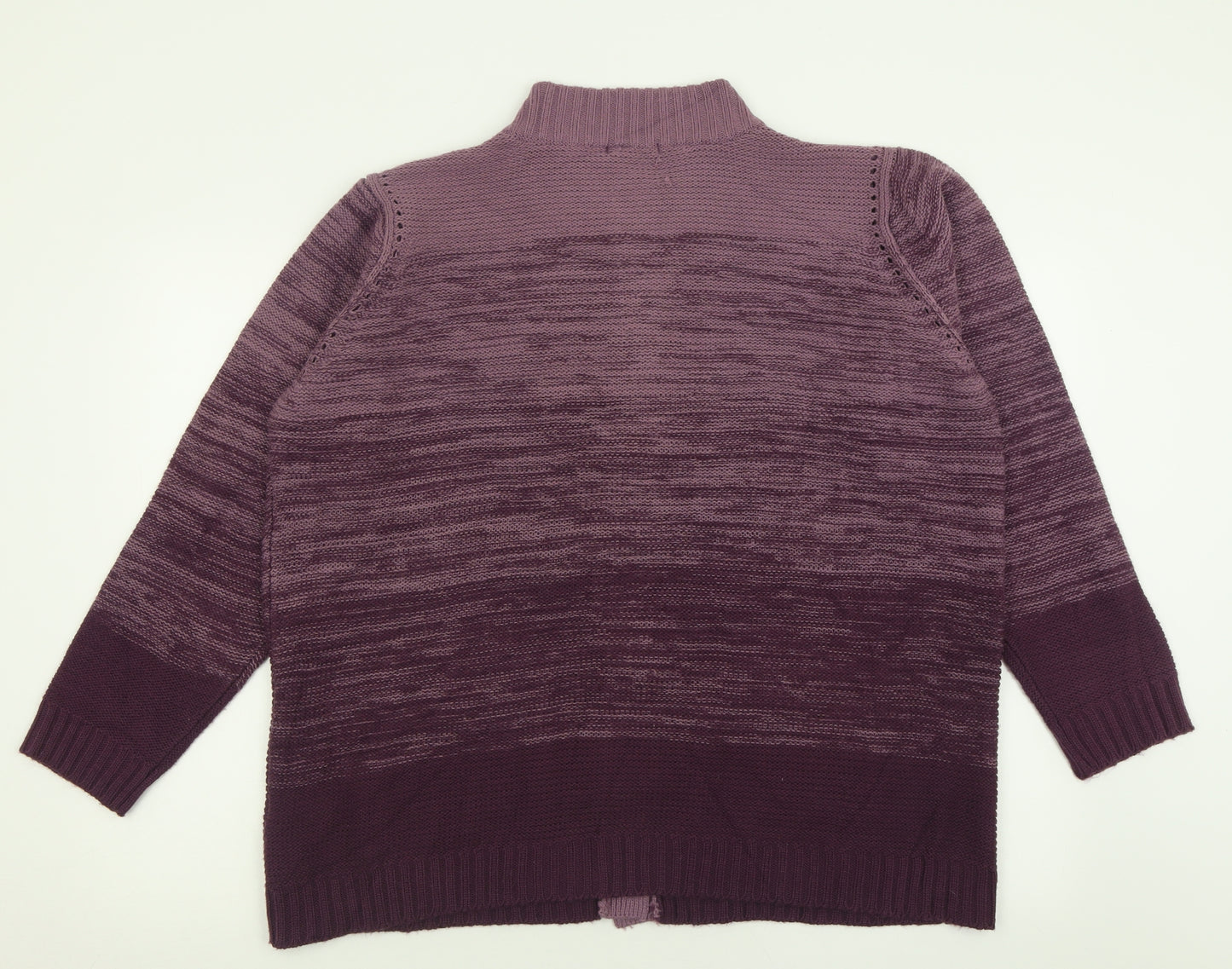 BM Womens Purple High Neck  Acrylic Cardigan Jumper Size XL
