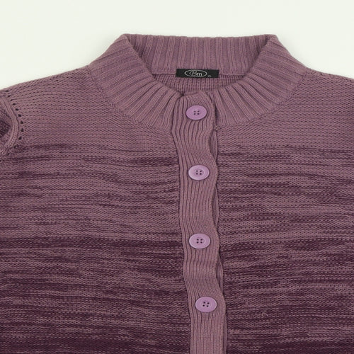 BM Womens Purple High Neck  Acrylic Cardigan Jumper Size XL