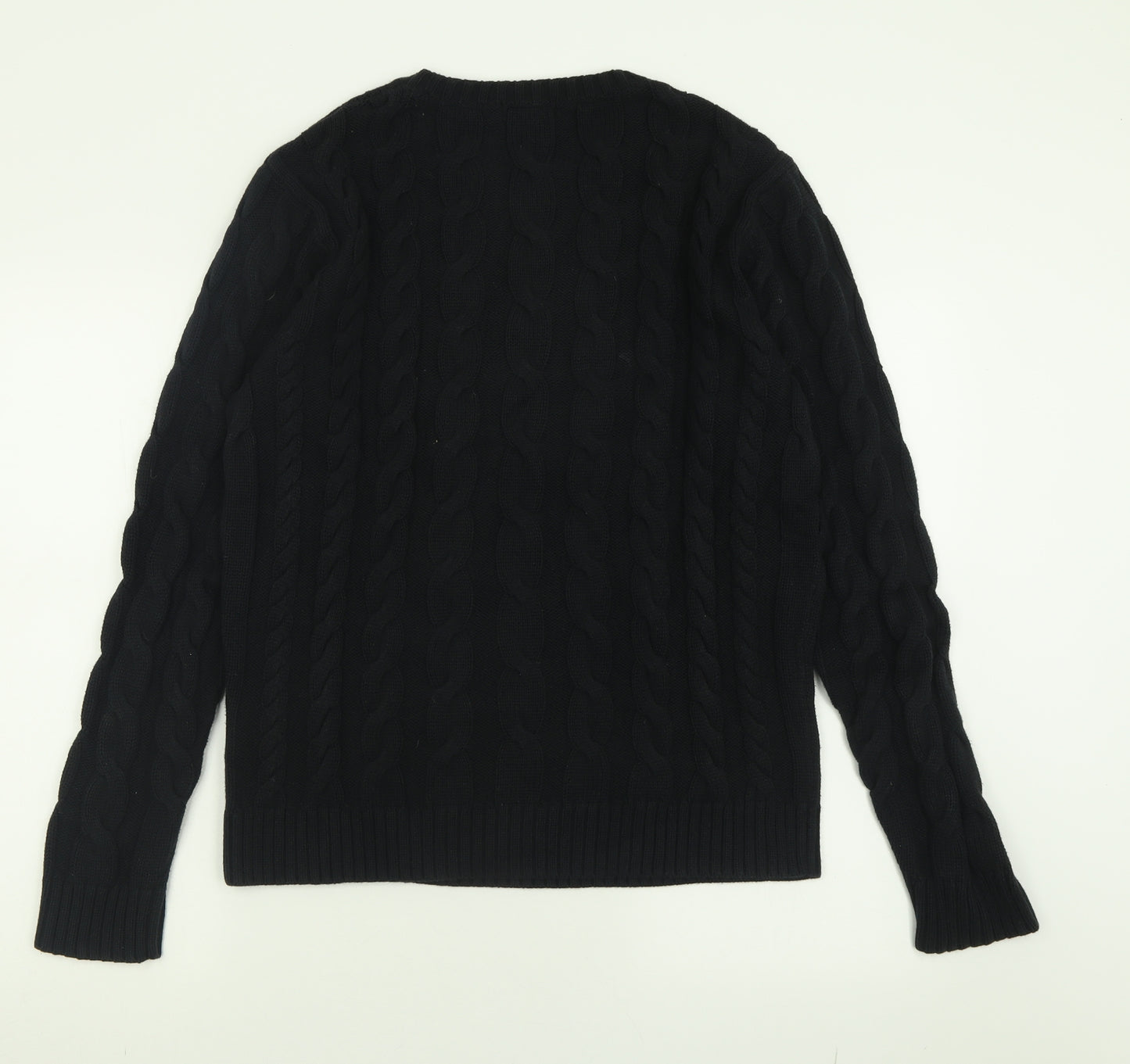 Lyle & Scott Mens Black Crew Neck  Cotton Pullover Jumper Size L