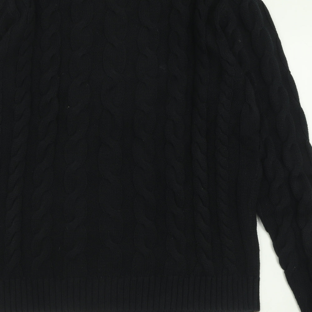 Lyle & Scott Mens Black Crew Neck  Cotton Pullover Jumper Size L