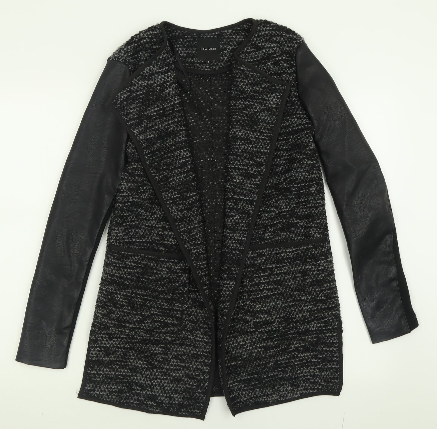 New Look Womens Black V-Neck  Polyester Cardigan Jumper Size 8